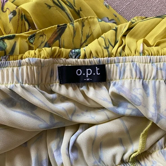 OPT Few Moda Tiered Floral Yellow Dress - Off Shoulder Maxi - Wedding Guest - Picture 4 of 4